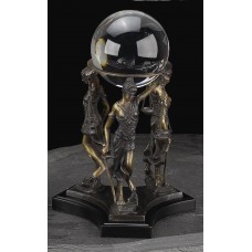Lady Justice W/CLEAR CRYSTAL BALL art deco Gift bronzed SCULPTURE BEY-BERK NEW   232837553844